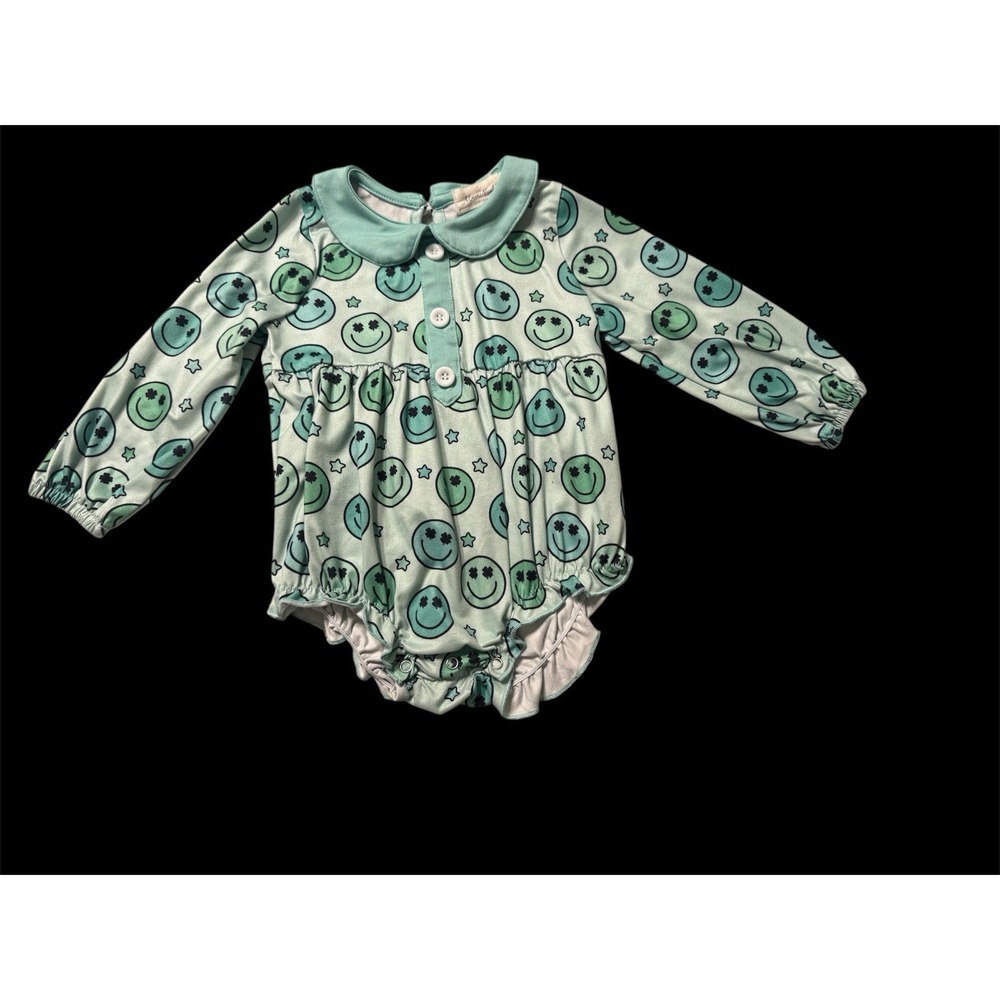 Smiley Face Kids Mint Green One Piece Long Sleeve Size Size 18-24 Months